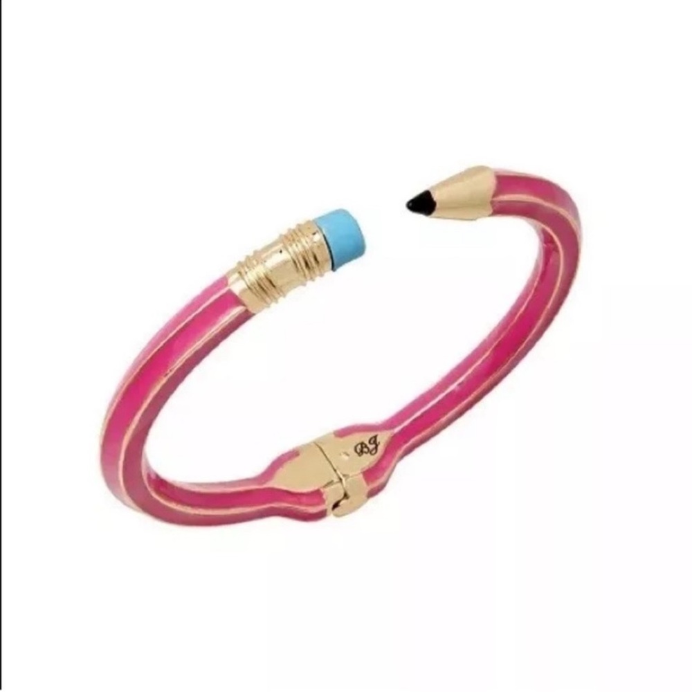 Betsey Johnson Pink Pencil Back School Bangle Bracelet With Blue Eraser